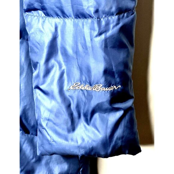 Eddie Bauer Womens Parka Goose Down Puffer Jacket Faux Fur Hood Blue Medium - Picture 9 of 16